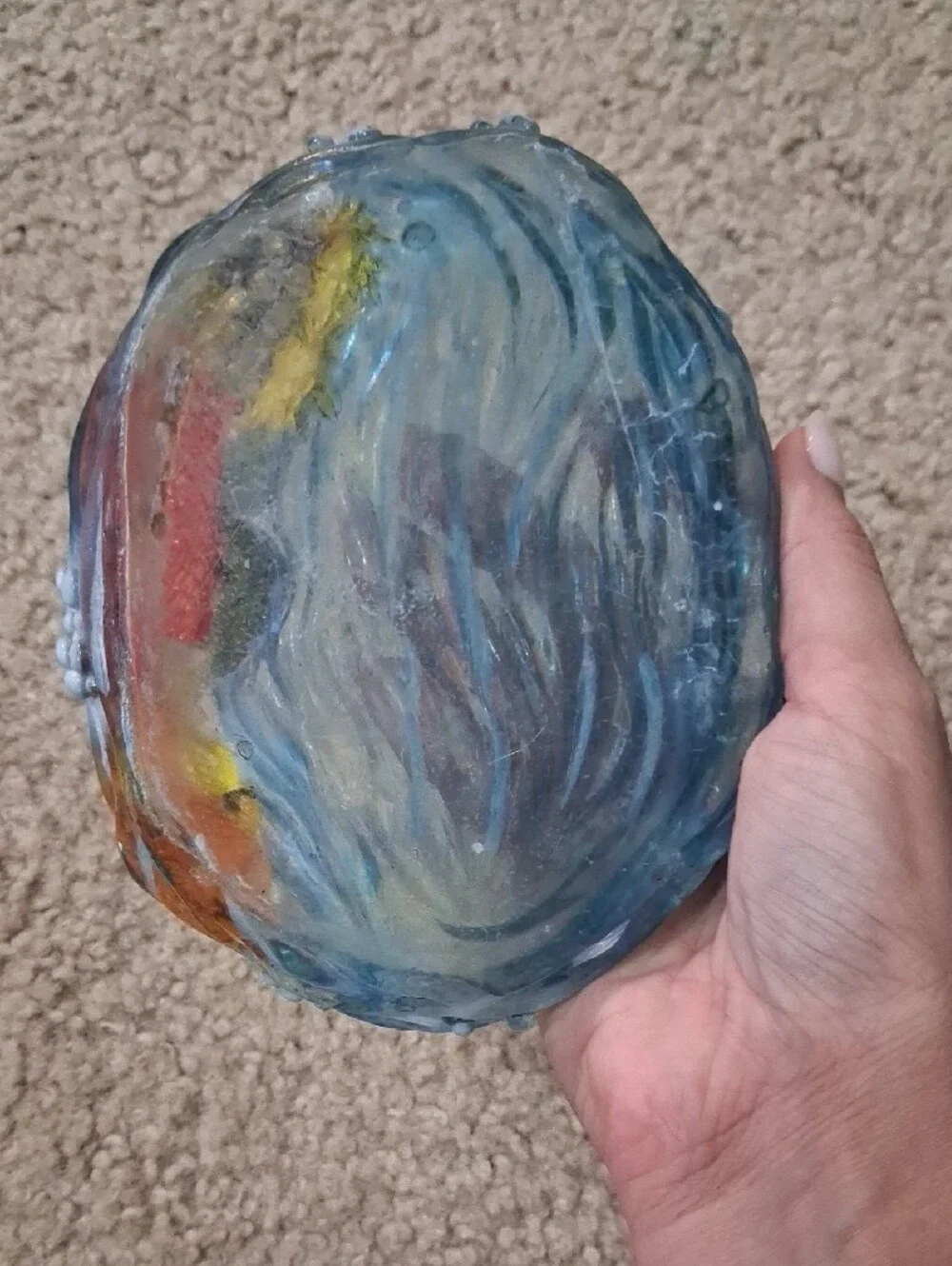 Decorative Fish Water Dish - Blue and Orange Ocean Design Soap Dish Acrylic